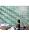 Emaux de verre vert clair nuancé salle de bain mosaique piscine mosbr-3001 2.5x2.5x0.4cm sur trame.