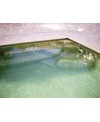 Emaux de verre jaune nuancé piscine mosaique salle de bain mosbr-5001 2.5x2.5x0.4cm sur trame.