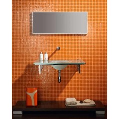 Emaux de verre salle de bain orange mosaique piscine mosmc-702 2.5x2.5cm sur trame.