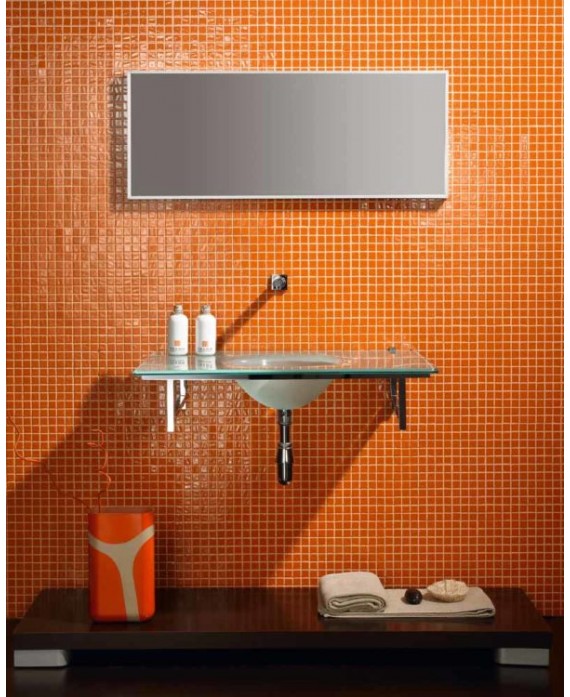 Emaux de verre salle de bain orange mosaique piscine mosmc-702 2.5x2.5cm sur trame.