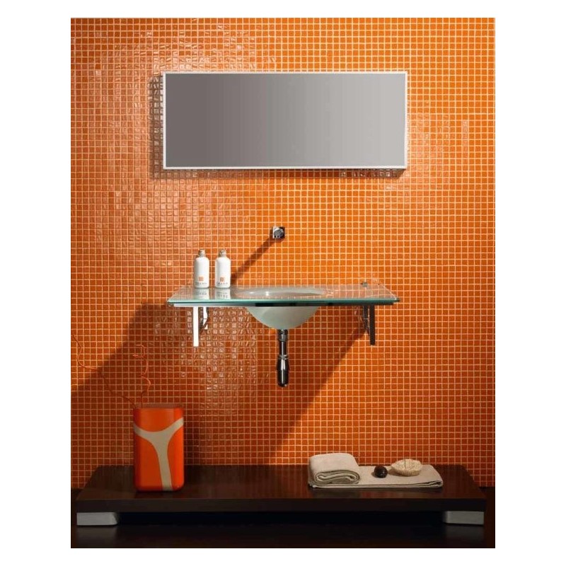 Emaux de verre salle de bain orange mosaique piscine mosmc-702 2.5x2.5cm sur trame.