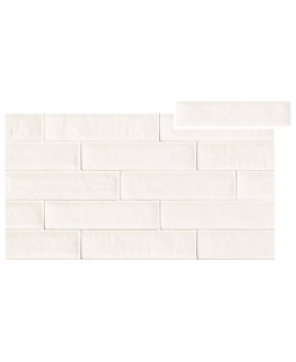 Carrelage imitation Zellige blanc mat irrégulier salle de bain cuisine 6.2x25cm , natzellige blanc mat