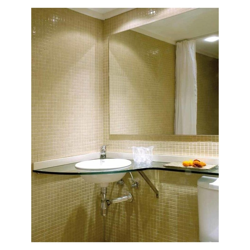 Emaux de verre beige salle de bain mosaique piscine crédence cuisine mosmc-502 2.5x2.5cm sur trame.