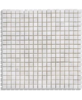 mosaique salle de bain D marbre blanc 1.5x1.5cm sur trame 30.5x30.5x1cm