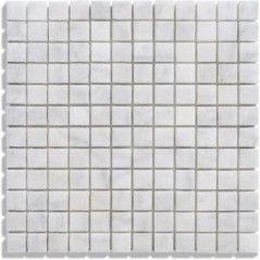 mosaique salle de bain D marbre blanc 2.3x2.3cm sur trame 30.5x30.5x1cm