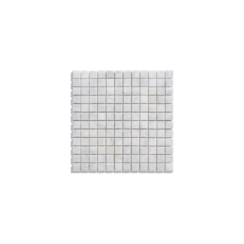 mosaique salle de bain D marbre blanc 2.3x2.3cm sur trame 30.5x30.5x1cm