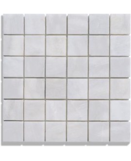 mosaique salle de bain marbre blanc 4.8x4.8cm sur trame 30.5x30.5x1cm