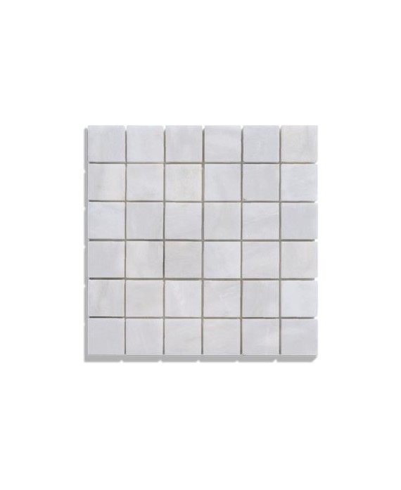 mosaique salle de bain marbre blanc 4.8x4.8cm sur trame 30.5x30.5x1cm