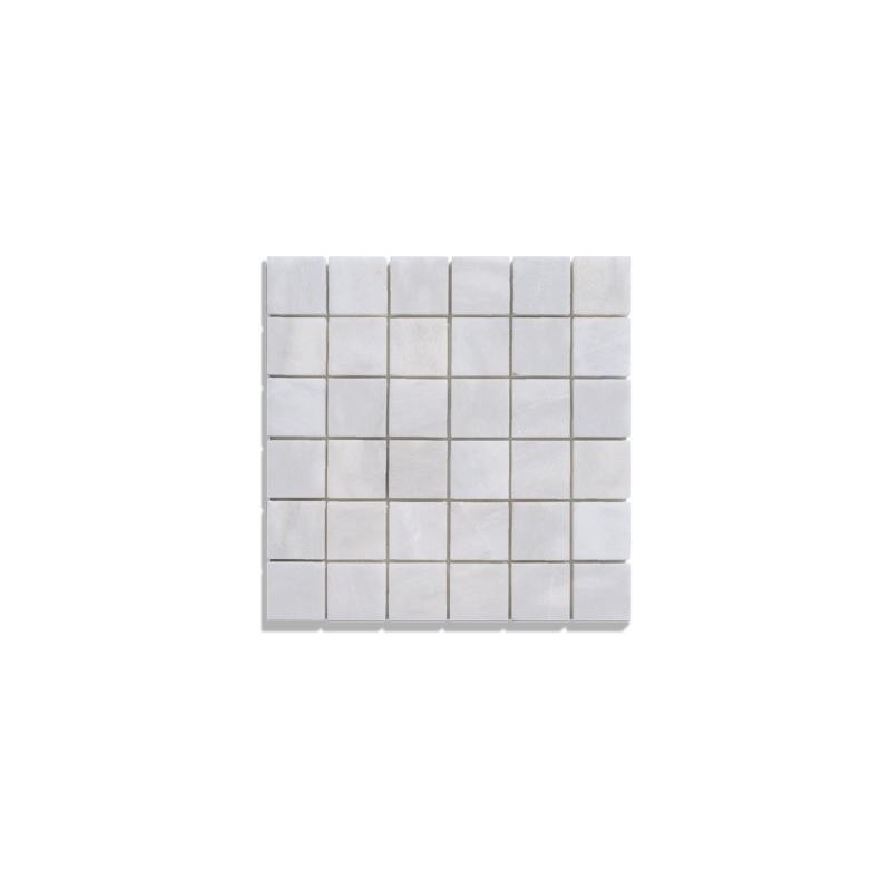 mosaique salle de bain marbre blanc 4.8x4.8cm sur trame 30.5x30.5x1cm