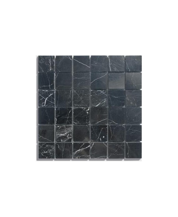 mosaique salle de bain D marbre noir 4.8x4.8cm sur trame 30.5x30.5x1cm