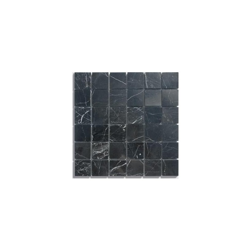 mosaique salle de bain D marbre noir 4.8x4.8cm sur trame 30.5x30.5x1cm