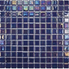 Emaux de verre bleu foncé aspect métal mosaique salle de bain acquaris jacinto 2.5x2.5 cm