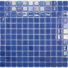 Emaux de verre bleu aspect métal piscine mosaique salle de bain acquaris narciso 2.5x2.5 cm