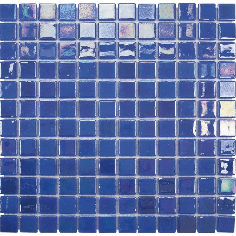 Emaux de verre bleu aspect métal piscine mosaique salle de bain acquaris narciso 2.5x2.5 cm