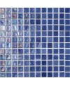 Emaux de verre bleu foncé irisé métallisé piscine mosaique salle de bain iridis 22 2.5x2.5 cm