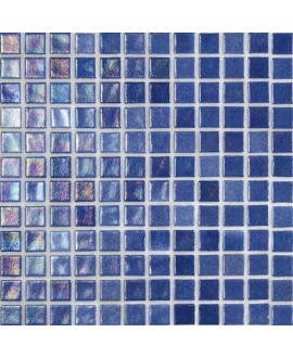 Emaux de verre bleu foncé irisé métallisé piscine mosaique salle de bain iridis 22 2.5x2.5 cm