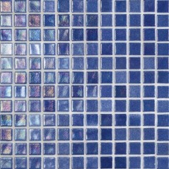 Emaux de verre bleu foncé irisé métallisé piscine mosaique salle de bain iridis 22 2.5x2.5 cm