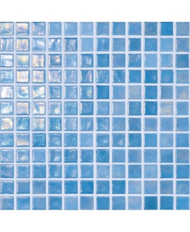 Emaux de verre bleu irisé métallisé piscine mosaique salle de bain iridis 21 2.5x2.5 cm