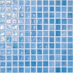 Emaux de verre bleu irisé métallisé piscine mosaique salle de bain iridis 21 2.5x2.5 cm