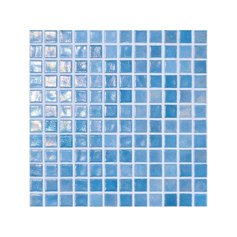 Emaux de verre bleu irisé métallisé piscine mosaique salle de bain iridis 21 2.5x2.5 cm