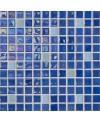 Emaux de verre bleu irisé et fluorescent piscine salle de bain iridis 24+fosvit 2.5x2.5cm