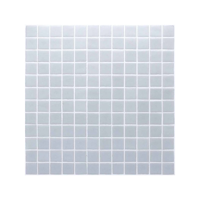 Emaux de verre gris clair mat piscine mosaique salle de bain urban seda 2.5x2.5x0.4cm sur trame.