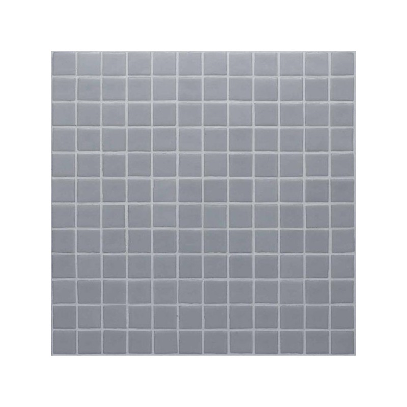 Emaux de verre gris mat piscine mosaique salle de bain urban nube 2.5x2.5x0.4cm sur trame.