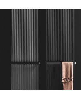 Sèche-serviette radiateur électrique contemporain, salle de bain Antloft noir mat largeur 40,3cm avec porte serviette noir