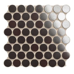 Carrelage rond imitation métal brillant sur plaque 30.9x30.9cm, épaisseur 9mm, realcircle metal