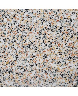 Carrelage ciment terrazzo véritable CARPP01 mat ou brillant granito 40x40x1.2cm fond blanc