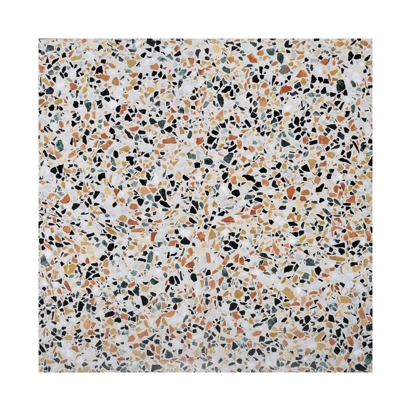 Carrelage ciment terrazzo véritable CARPP01 mat ou brillant granito 40x40x1.2cm fond blanc