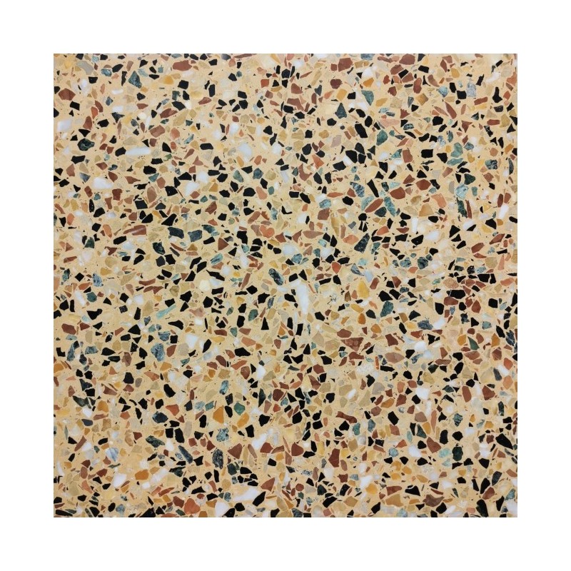 Carrelage ciment terrazzo véritable granito CARPP03 40x40x1.2cm fond jaune mat ou brillant