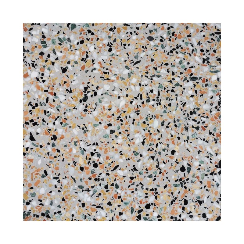 Carrelage ciment terrazzo véritable granito CARPP04 40x40x1.2cm fond gris brillant ou mat