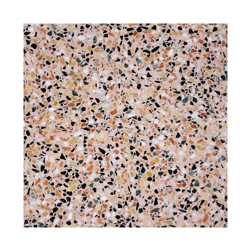 Carrelage ciment terrazzo véritable granito CARPP05 40x40x1.2cm fond rose mat ou brillant