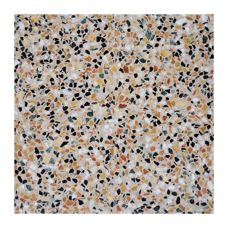 Carrelage ciment terrazzo véritable granito brillant ou mat CARPP07 40x40x1.2cm fond rose pâle 