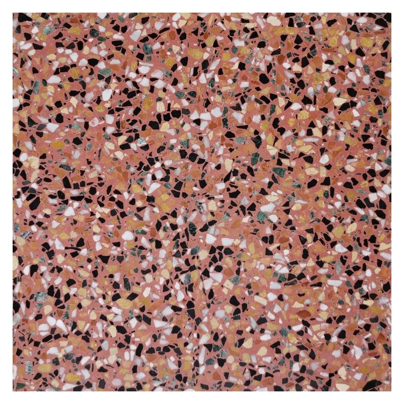 Carrelage ciment terrazzo véritable granito brillant ou mat CARPP10 40x40x1.2cm fond rouge