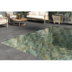 Carrelage piscine imitation pierre de bali dénuancé 30x60cm apebali lisse.