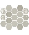 Carrelage écaille 12x12.5cm, losange 9.8x16.8cm, hexagone 12x13.8cm, brique 6.5x13cm gris brillant, apememory smoke