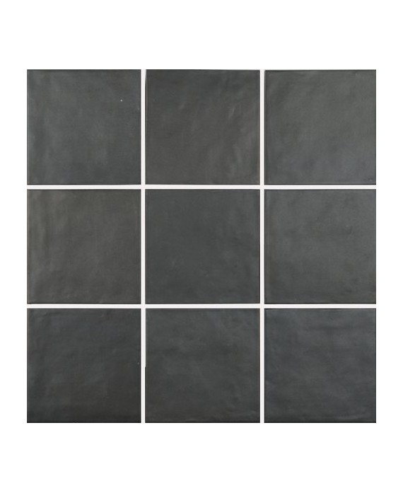 Carrelage bosselé noir mat uni 15x15cm contemporain sol et mur apecontemporary obsidian
