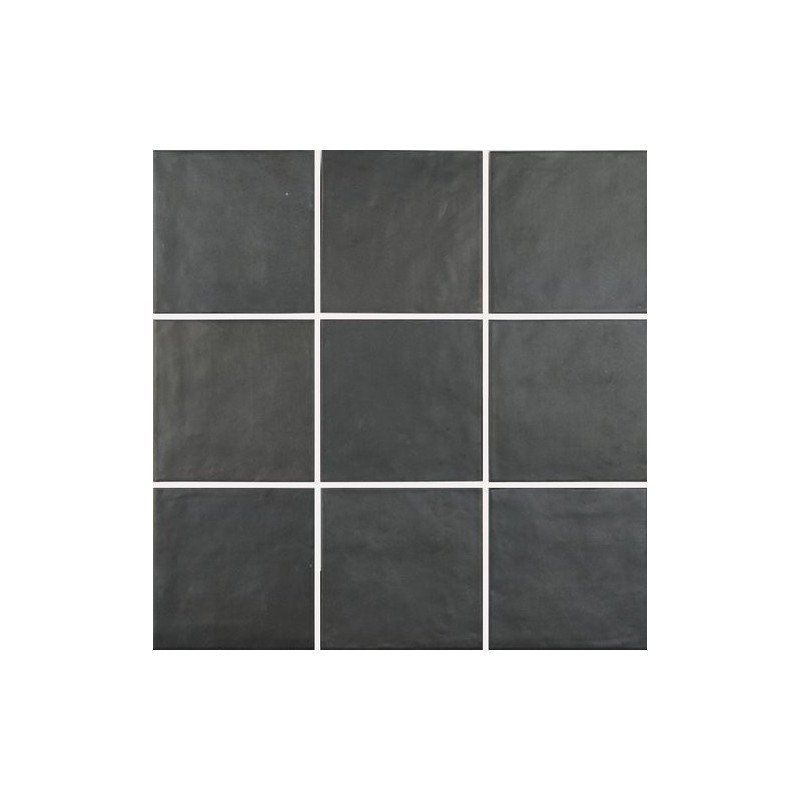 Carrelage bosselé noir mat uni 15x15cm contemporain sol et mur apecontemporary obsidian