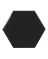 Carrelage hexagonal en grès cérame émaillé noir mat 15x17cm, natnewpanal carbo