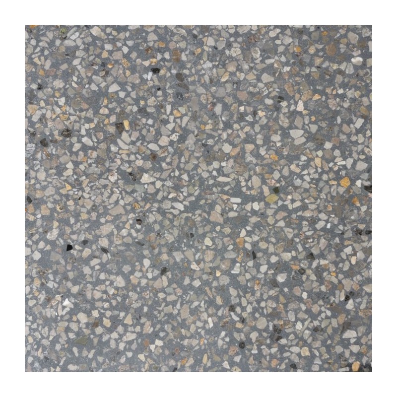 Carrelage ciment terrazzo véritable granito brillant ou mat CARPP23 40x40x1.2cm fond gris