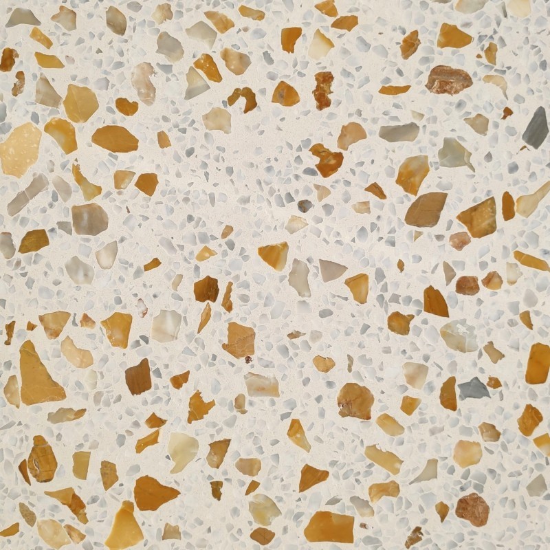 Carrelage ciment terrazzo véritable granito mat ou brillant CARPPG31 40x40X1.2cm eclats de marbre gros grains