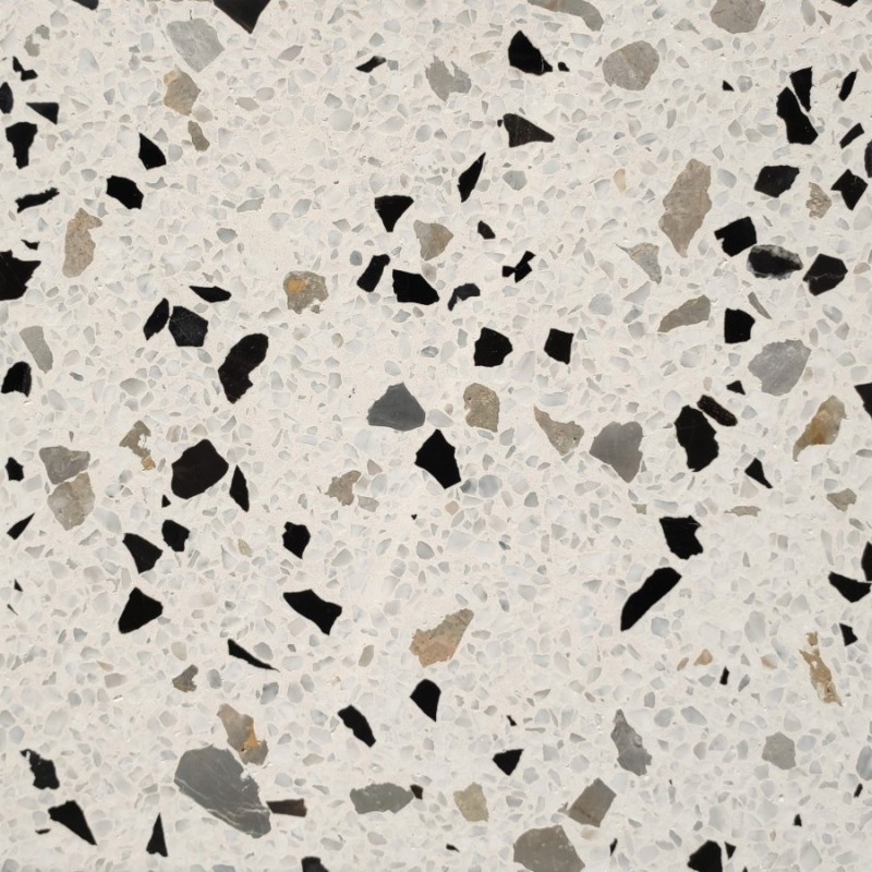 Carrelage ciment terrazzo véritable granito brillant ou mat CARPPG33 40x40X1.2cm eclats de marbre gros grains