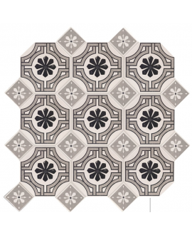 Carrelage imitation carreau ciment ancien géometrique mat octogone 12.2x12.2cm et cabochon 5x5cm sur trame, natottomed