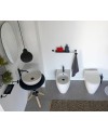 Meuble console de salle de bain bois clair et céramique noire 35 avec une vasque ronde à poser blanc mat scarcross 41