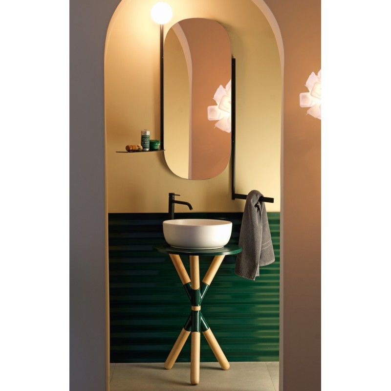 Meuble console de salle de bain bois clair et céramique musk 55 avec une vasque ronde à poser blanc mat scarcross 41