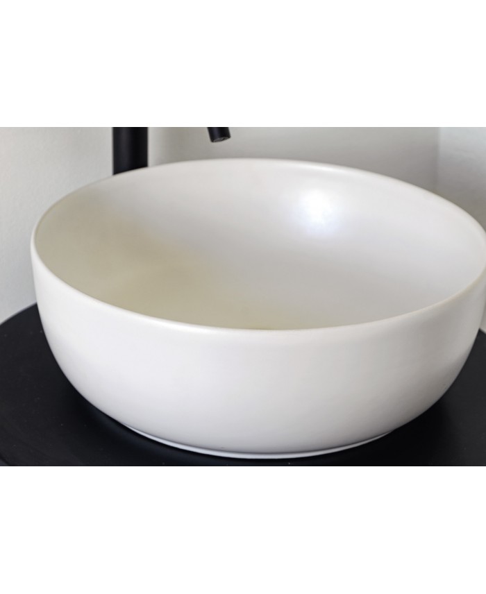 Vasque ronde blanc mat en céramique 33x12.5cm et 39x14cm