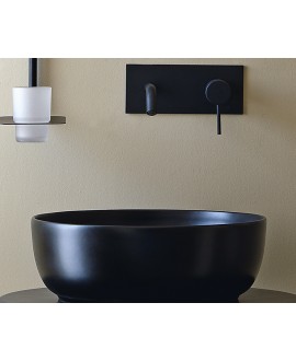 Vasque ronde noir mat en céramique 33x12.5cm et 39x14cm scarglam night 35