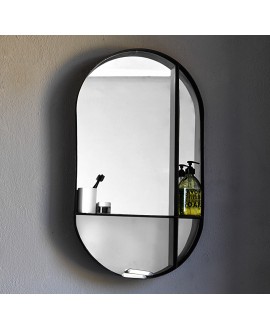 Miroir noir ovale avec étagères horizontal ou vertical 90x50cm scar2404scar2404